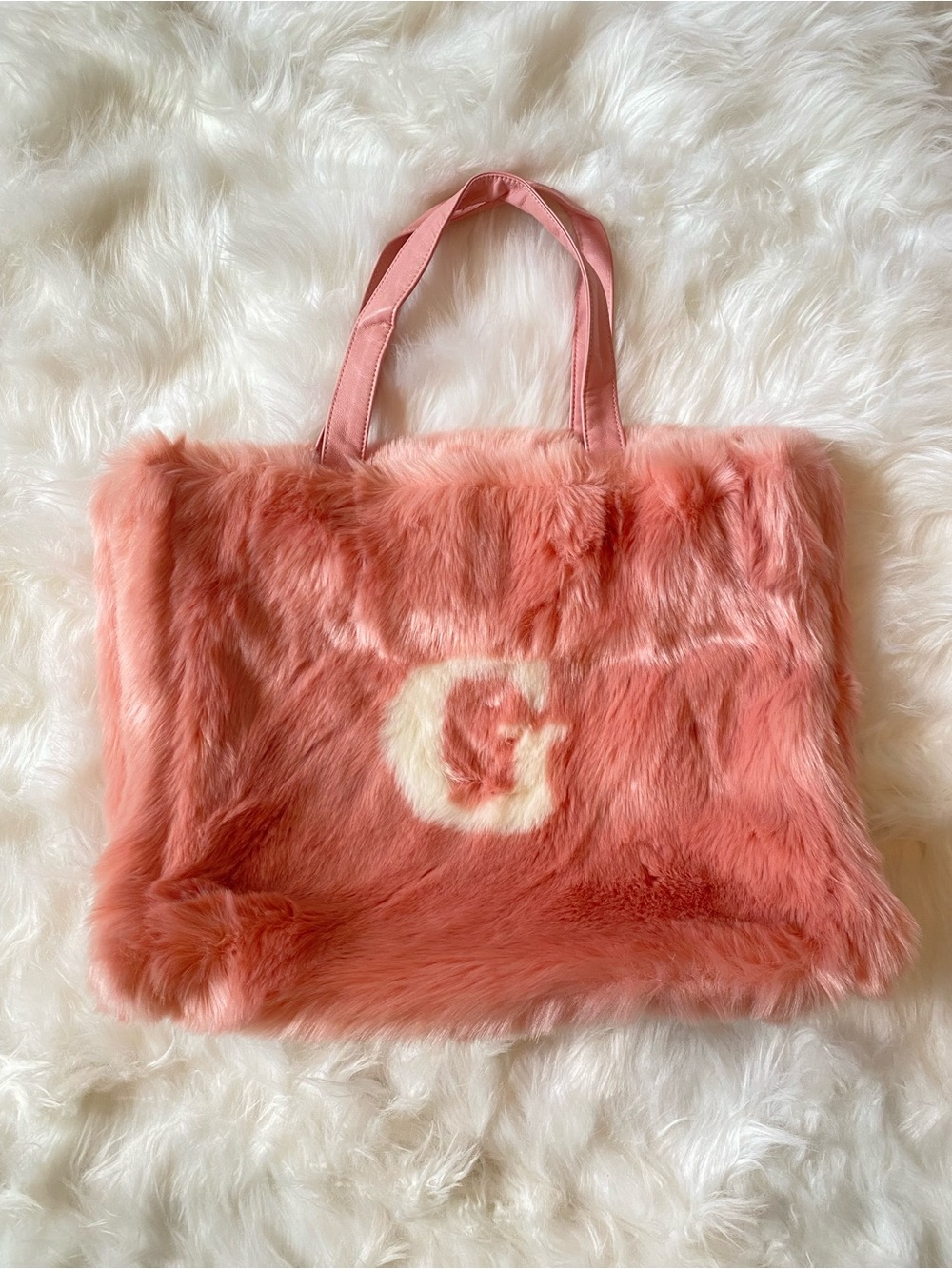 Guess Pink Faux Fur Tote Bag 🩷